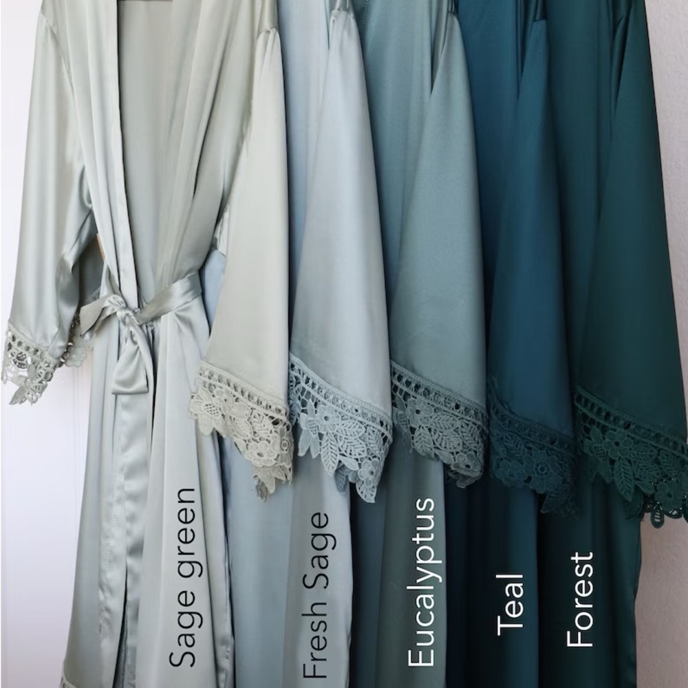 Sage green bridesmaid satin robe